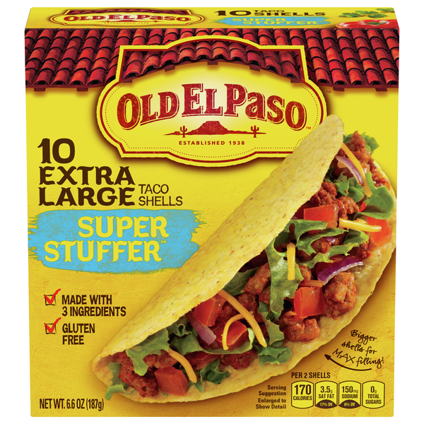 Old El Paso Gluten Free Extra Large Crunchy Hard Taco Shells - 10 ct