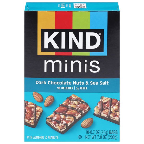 KIND Minis Gluten Free Dark Chocolate Nuts & Sea Salt Bars - 10 ct