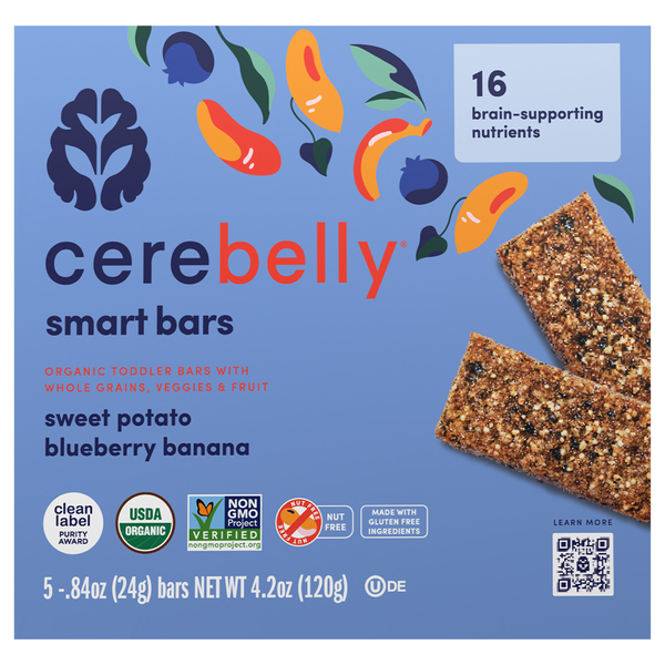 Cerebelly Smart Bars Organic Sweet Potato Blueberry Banana - 5 ct