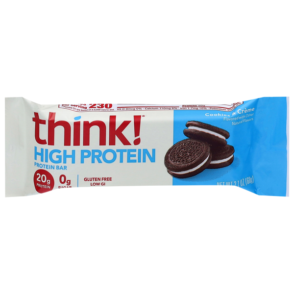think! Gluten Free 0 Sugar Cookies & Creme 20g High Protein Bar
