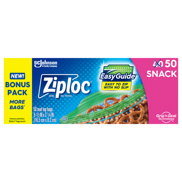 Ziploc Easy Guide Snack Bags