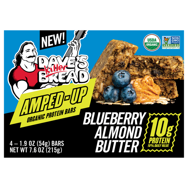 Dave's Killer Bread Organic Blueberry Almond Butter 10g Protein Bars 4 ct