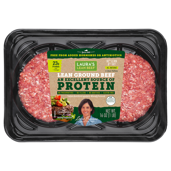 Laura's Lean Beef All Natural 92% Lean 8% Fat Ground Beef
