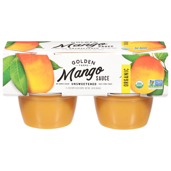 Golden Farms Organic Unsweetened Mango Sauce - 4 ct