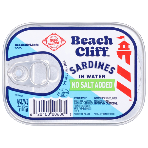 Beach Cliff No Salt Added Sardines in Water