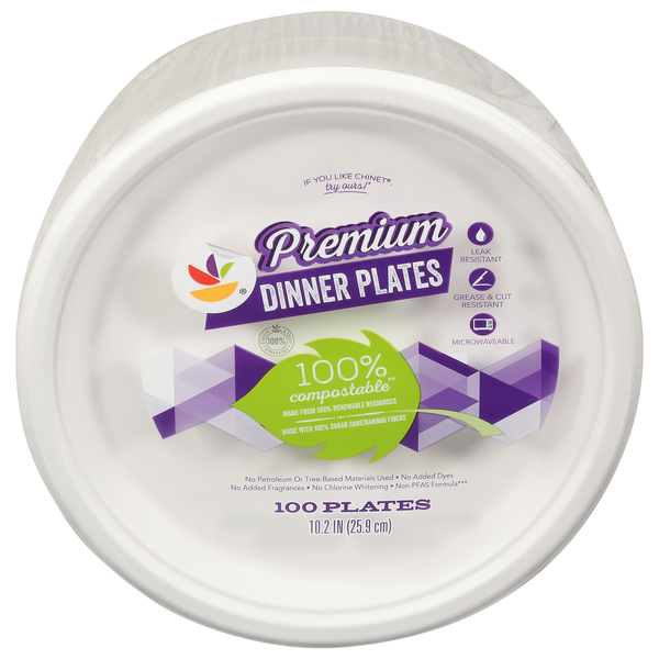 Giant Premium Compostable Dinner Paper Plates 10.2 Inch