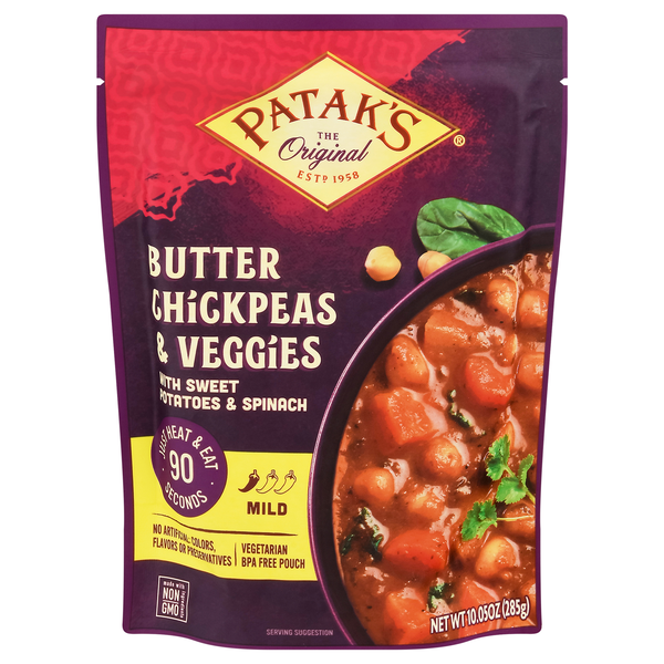 Patak's Butter Chickpeas & Veggies with Sweet Potatoes & Spinach Mild