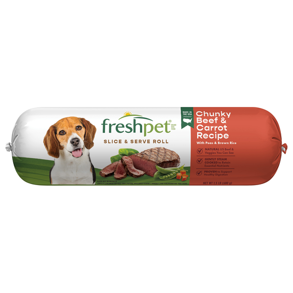 Freshpet Chunky Beef Recipe Slice/Serve Adult Dog Food Refrigerated