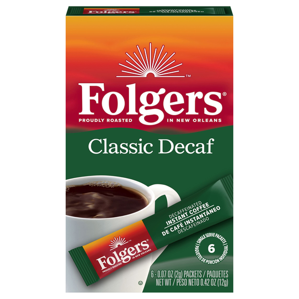 Folgers Decaf Classic Instant Coffee Crystals Single Serve Packets