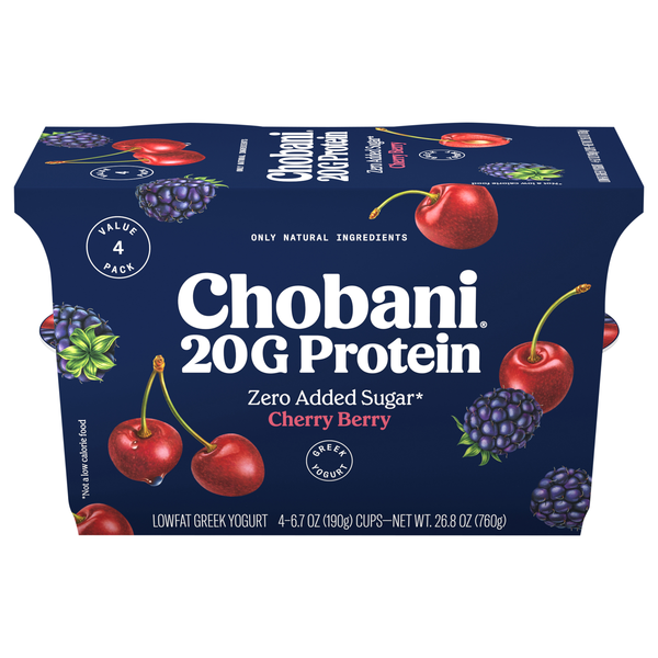 Chobani Lowfat Cherry Berry Greek Yogurt - 4 ct