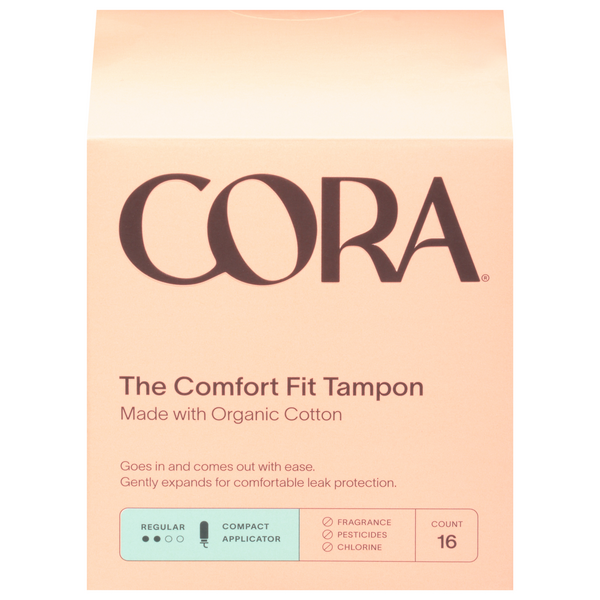 Save on Cora Cotton Regular Tampons with Compact Applicator Organic