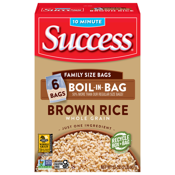 Success Boil-in-Bag Gluten Free Whole Grain Brown Rice Family Size - 6 ct