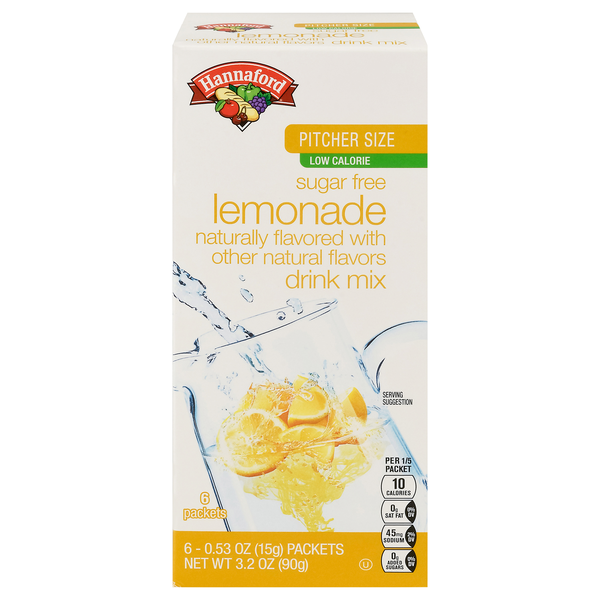 Hannaford Sugar Free Lemonade Drink Mix Pitcher Size - 6 ct