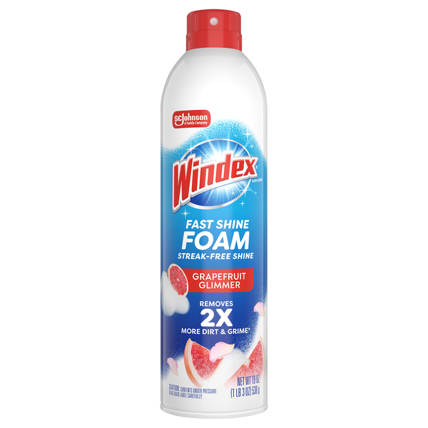 Windex Grapefruit Glimmer Fast Shine Foam Glass Cleaner Aerosol Spray