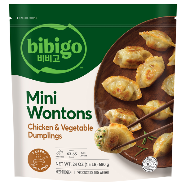 Bibigo Chicken & Vegetable Mini Wontons Dumplings Frozen