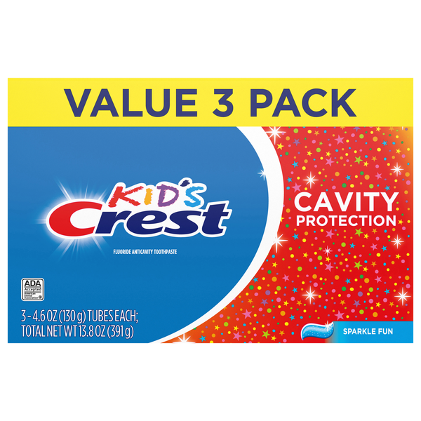 Crest Kid's Fluoride Anticavity Sparkle Fun Toothpaste Value Pack - 3 ct