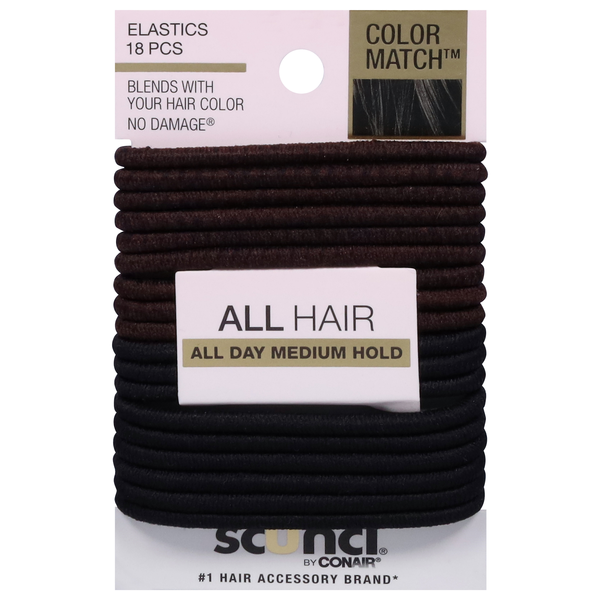 Scunci No Damage Color Match Hair Elastics Black