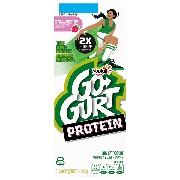 Yoplait Go-GURT Protein Lowfat Strawberry Yogurt Tubes- 8 ct