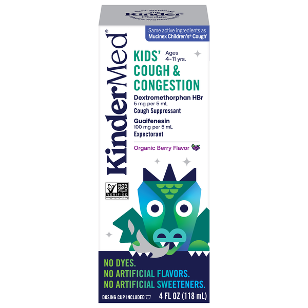 KinderMed Kids' Organic Berry Flavor Cough & Congestion Liquid