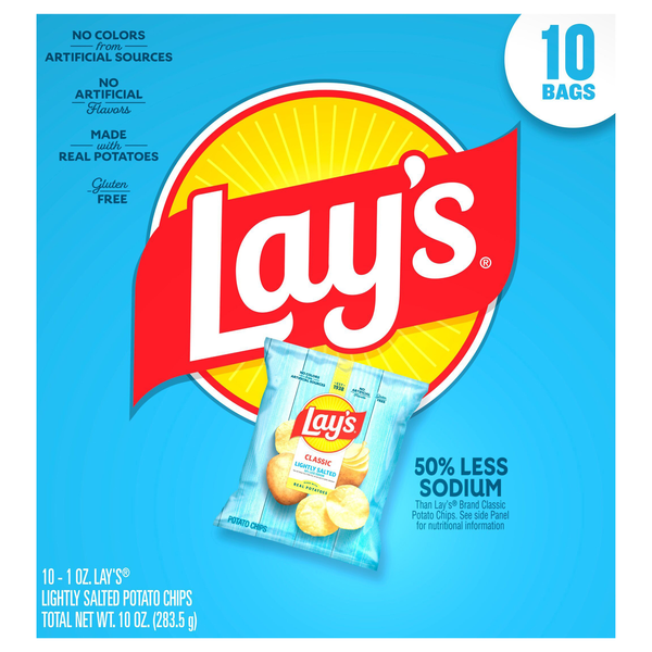 Lay's Lightly Salted Potato Chips - 10 ct