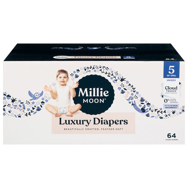 Millie Moon Unisex Luxury Size 5 Baby Diapers 28-39 lb