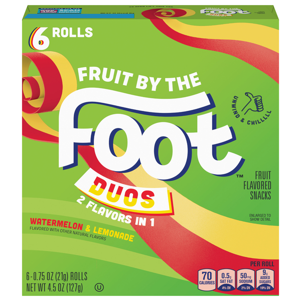 Fruit By The Foot Duos Watermelon & Lemonade Fruit Flavored Snacks - 6 ct