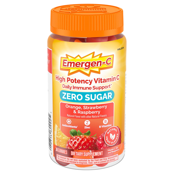 Emergen-C Immune Support Zero Sugar Orange Strawberry & Raspberry Gummies