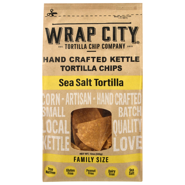 Wrap City Hand Crafted Sea Salt Kettle Tortilla Chips Family Size