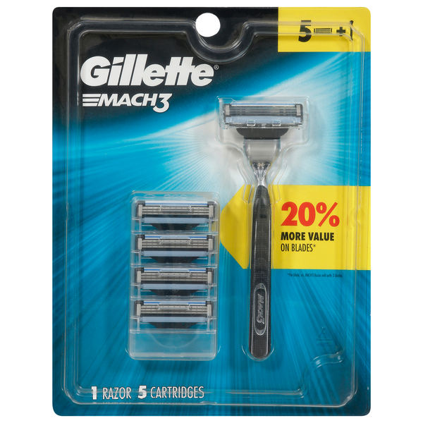Save on Gillette Mach3 Razor + 5 Cartridge Refills Order Online