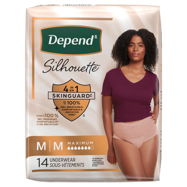 Depend Silhouette Women's Incontinence Underwear Pink Size M