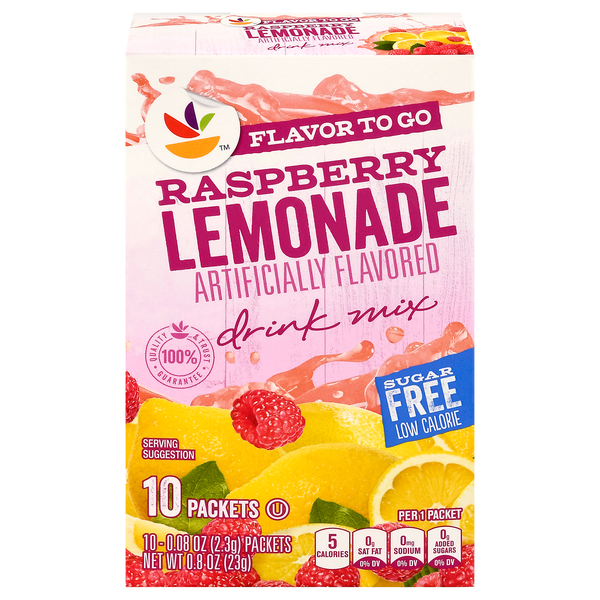 Stop & Shop Flavor To Go Drink Mix Raspberry Lemonade Sugar Free - 10 ct
