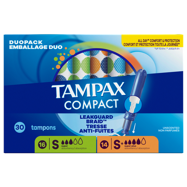 Tampax Compact Unscented Super/Super Plus Tampons