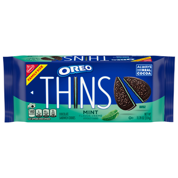 Save on OREO Thins Chocolate Sandwich Cookies Mint Family Size Order