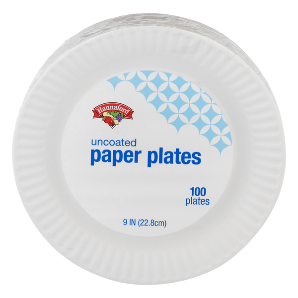 Hannaford Paper Plates Uncoated 9 Inch
