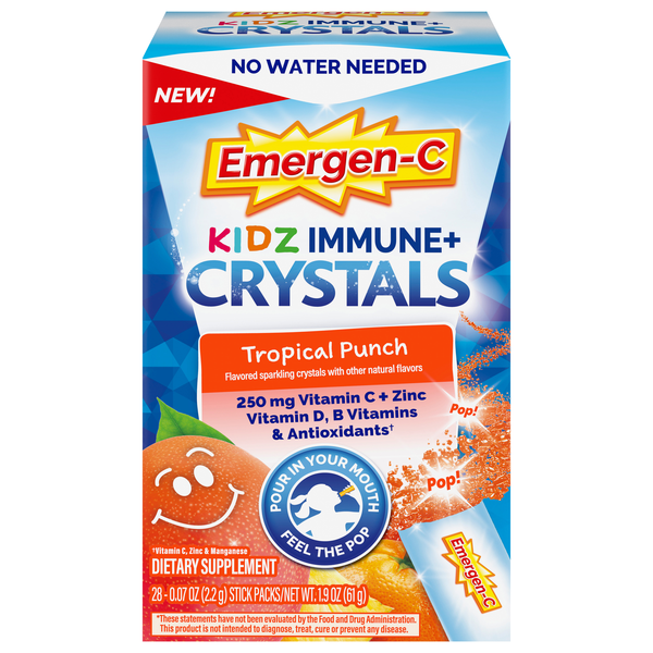 Emergen-C Kidz Immune+ Tropical Punch Crystals - 28 ct