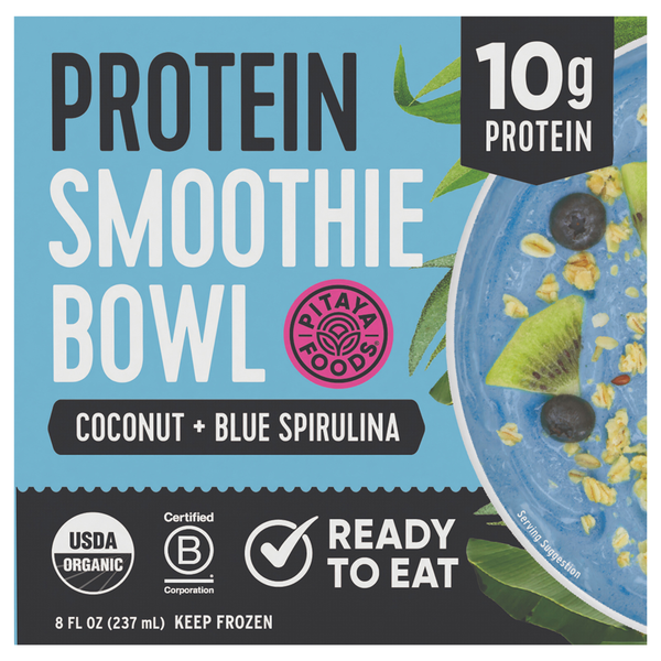 Pitaya Foods Organic Coconut Blue Spirulina Protein Smoothie Bowl Frozen