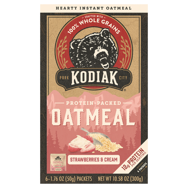 Kodiak Strawberries & Cream Protein Packed Hearty Instant Oatmeal - 6 ct