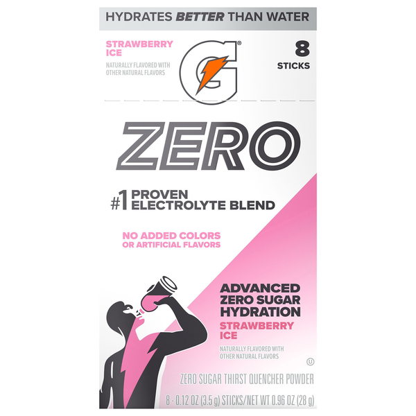 Gatorade Zero Strawberry Ice Thirst Quencher Drink Mix - 8 ct
