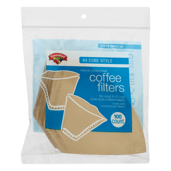 Hannaford Coffee Filters #4 Cone Style Natural Unbleached