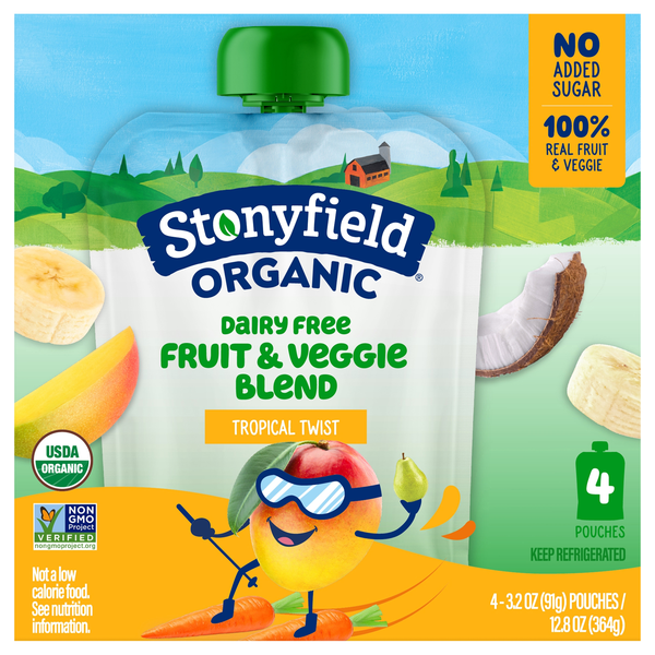 Stonyfield Organic Dairy Free Tropical Twist Smoothie Pouch - 4 ct