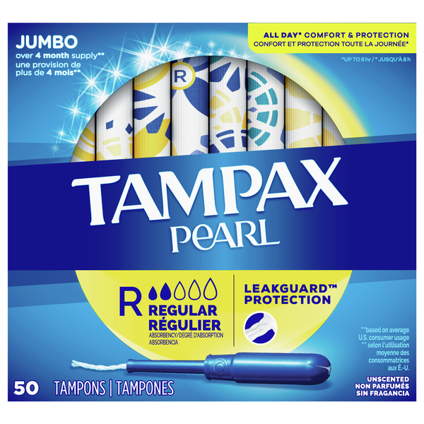 Save on Tampax Pearl Tampons Unscented Regular Jumbo Order Online