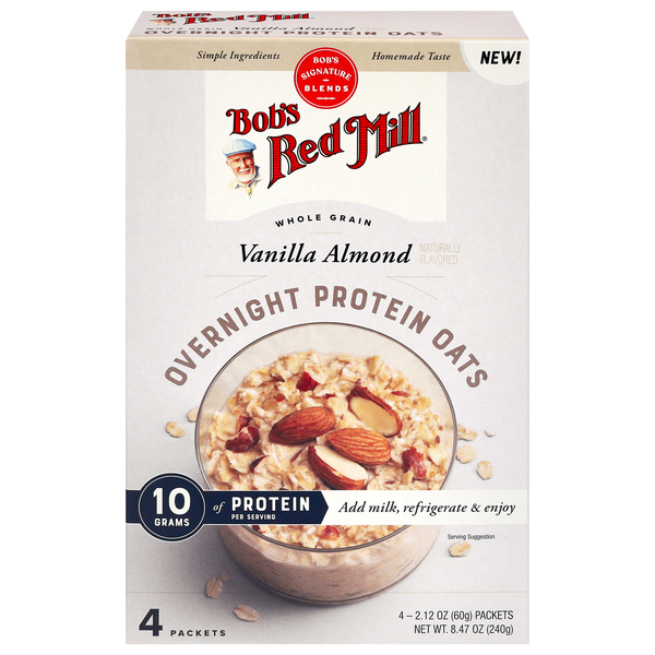 Bob's Red Mill Whole Grain Vanilla Almond Overnight Protein Oats - 4 ct