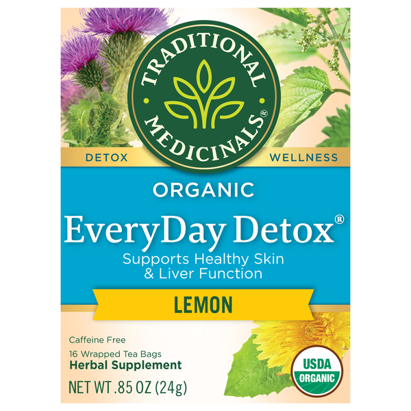 Traditional Medicinals Organic Caffeine Free Detox Lemon Herbal Tea Bags