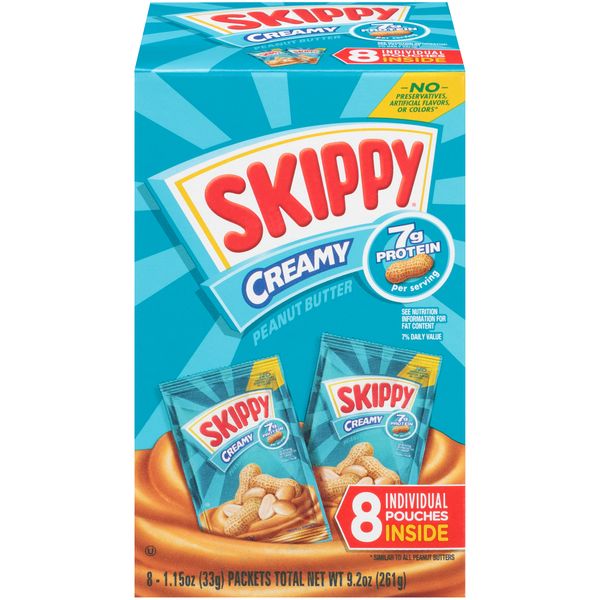 Skippy Creamy Peanut Butter Pouches - 8 ct