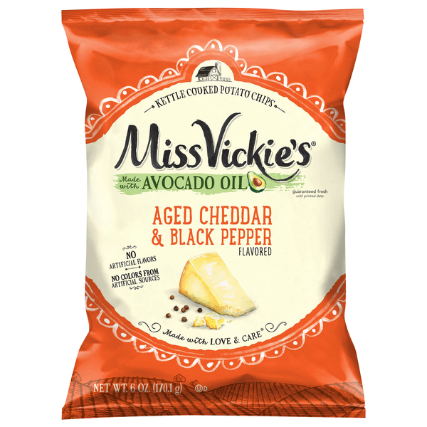 Miss Vickie's Avocado Oil Cheddar &Black Pepper Kettle Cooked Potato Chips