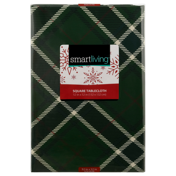 Smart Living Christmas Square Tablecloth Green 52 X 52 Inch