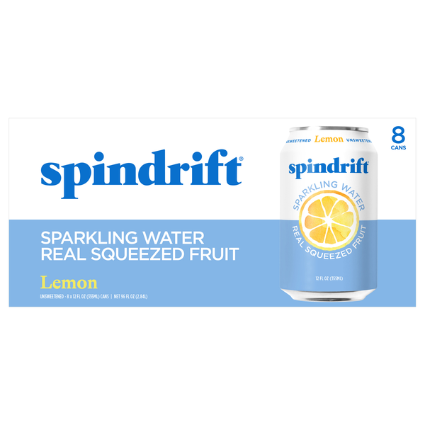Spindrift Unsweetened Lemon Sparkling Water - 8 pk