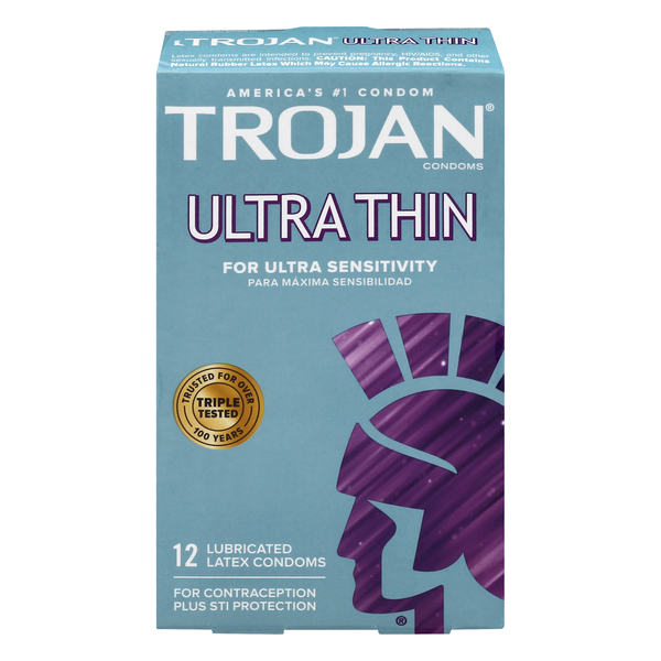 Trojan Sensitivity Premium Latex Condoms Lubricant Ultra Thin