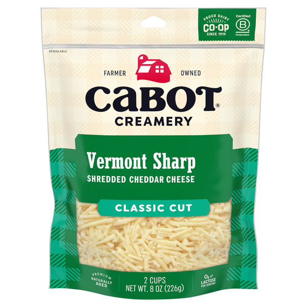 Cabot Creamery Classic Cut Shredded Vermont Sharp Cheddar Cheese