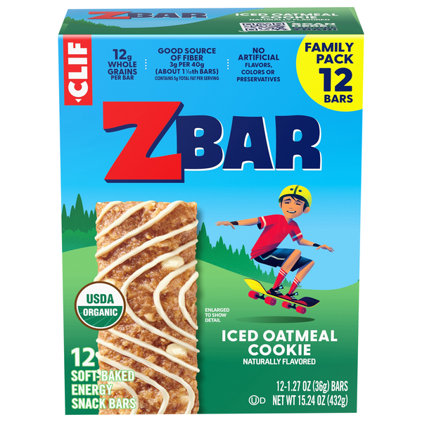 CLIF KID ZBAR Organic Iced Oatmeal Cookie Energy Snack Bar - 12 ct